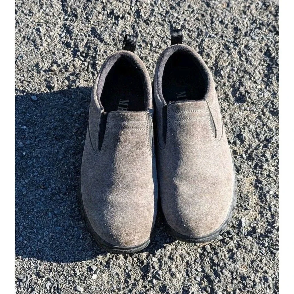 Mens Comfort Slip‎ On Walking Shoes Gray Suede Leather MRC Parker Size 8